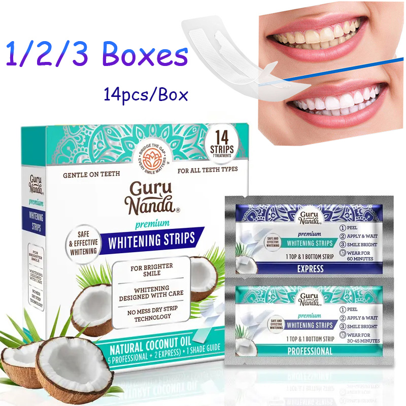 Teeth Whitening Serum - 14 個/箱ココナッツオイル歯ホワイトストリップ、煙コーヒーの汚れを除去するためのより白いストリップ、歯科クリーニングベニア口腔衛生ケア