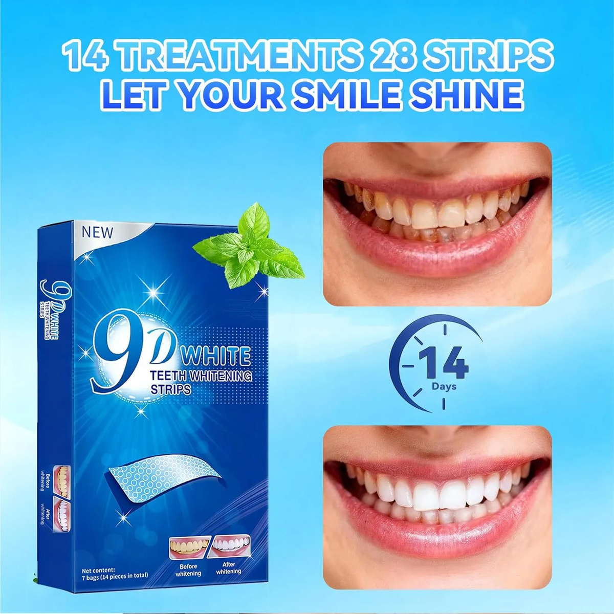 歯のホワイトニングストリップ - 9D歯のホワイトニングキッ - Teeth Whitening Effects のレビューと価格